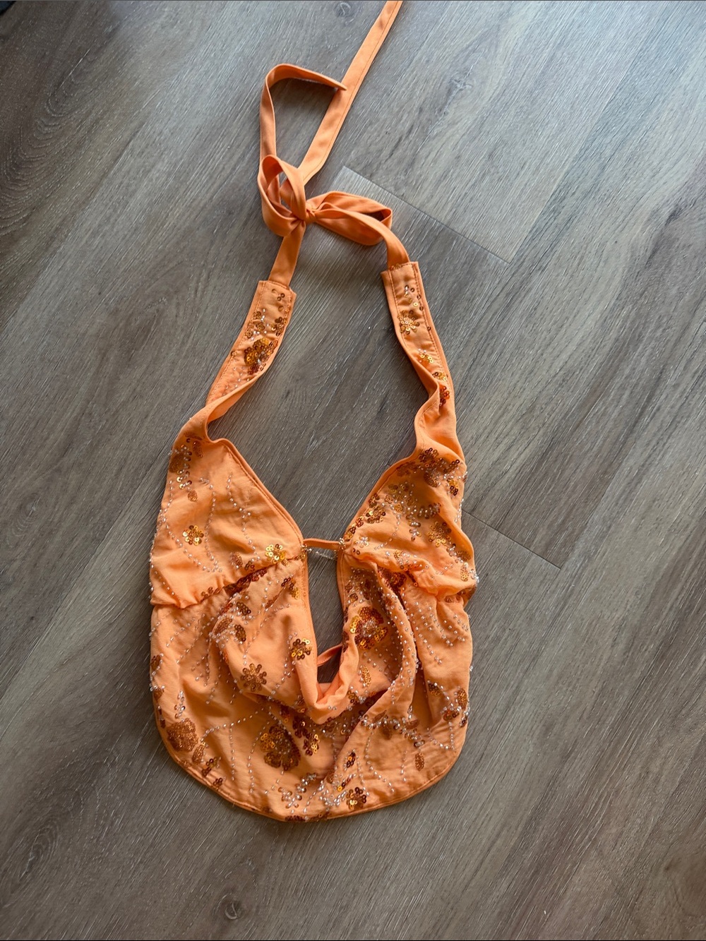 Versus Orange Halter Top with Sequin Detail Y2K new